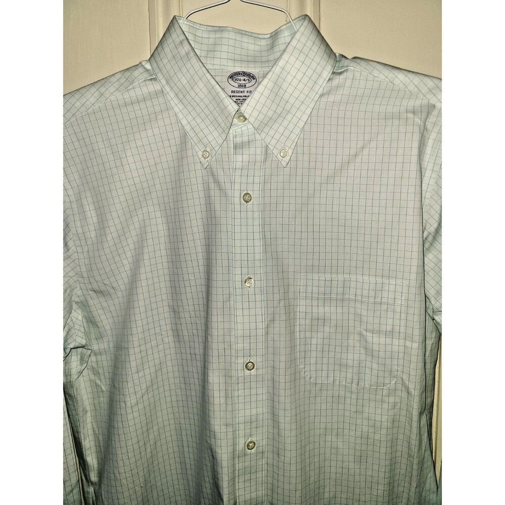 NWT Brooks Brothers windowpane check button down dress shirt, sz 34-35 / 15 1/2